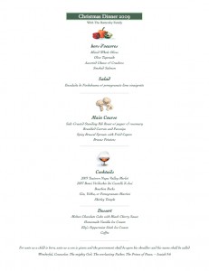 Christmas Menu 2009